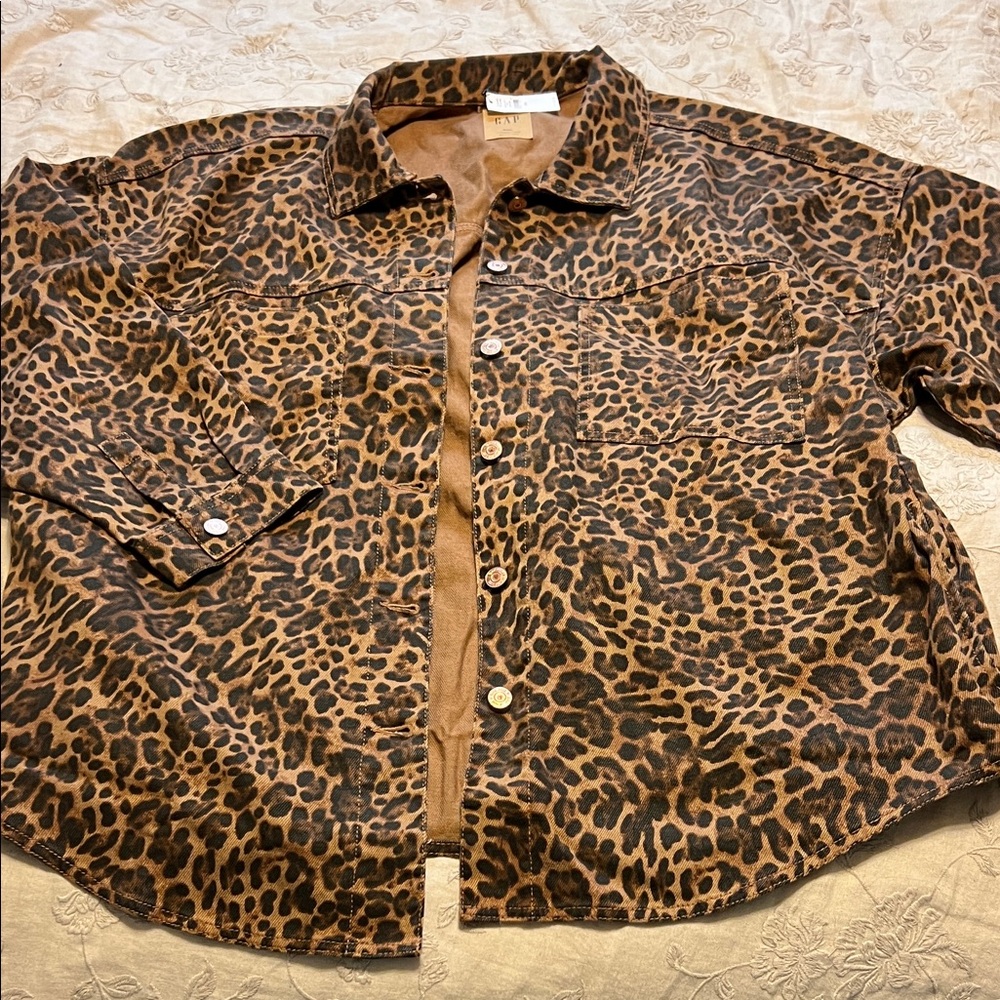 Gap leopard denim jacket
